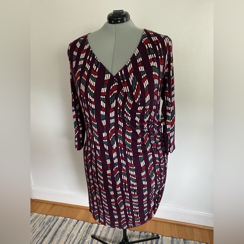 Ava & Viv Burgundy Geometric Midi Dress